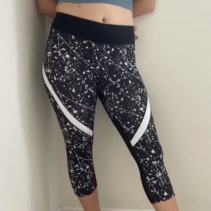 Danskin Now White Splatter on Black Leggings